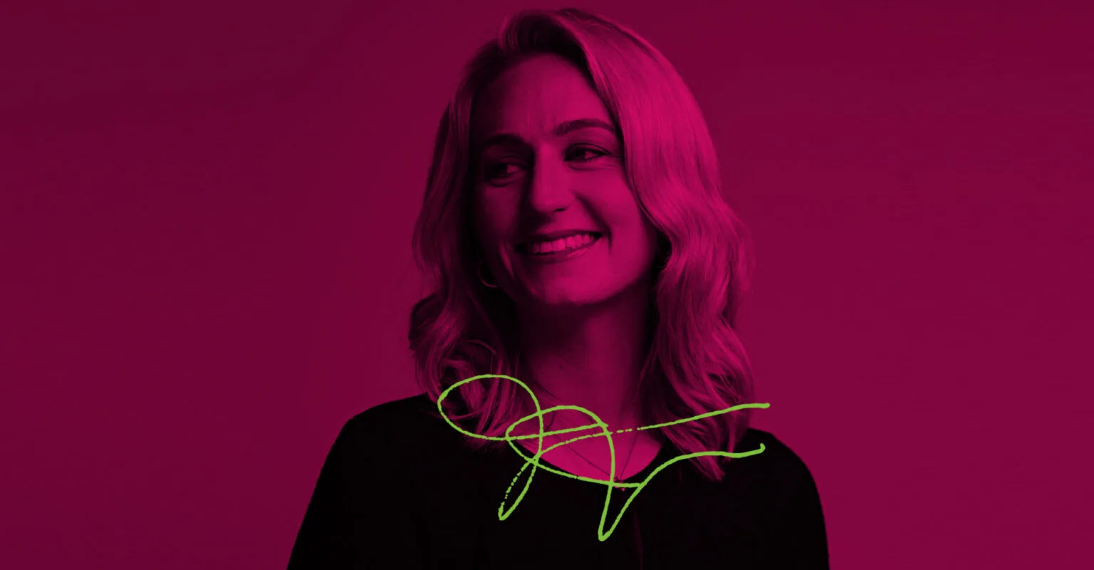 Ofcom Employee portrait. Janelle giggles poisefully