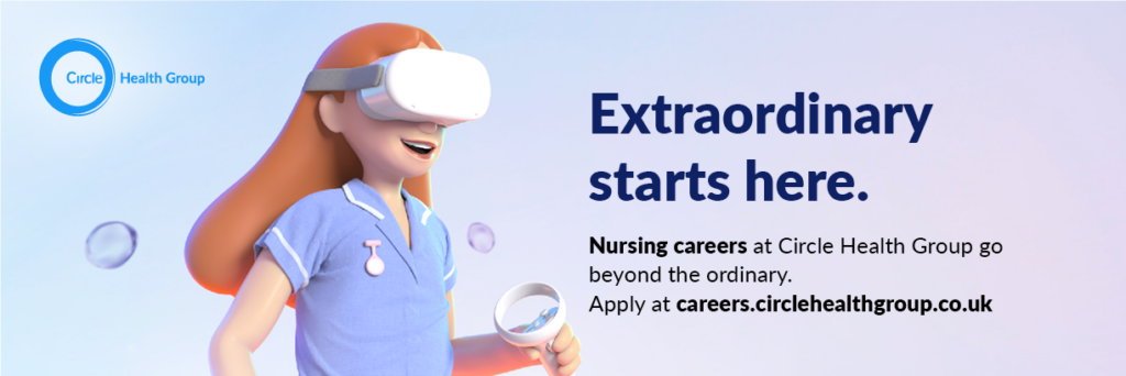 Careers site animated character with a VR headset on - Nurse