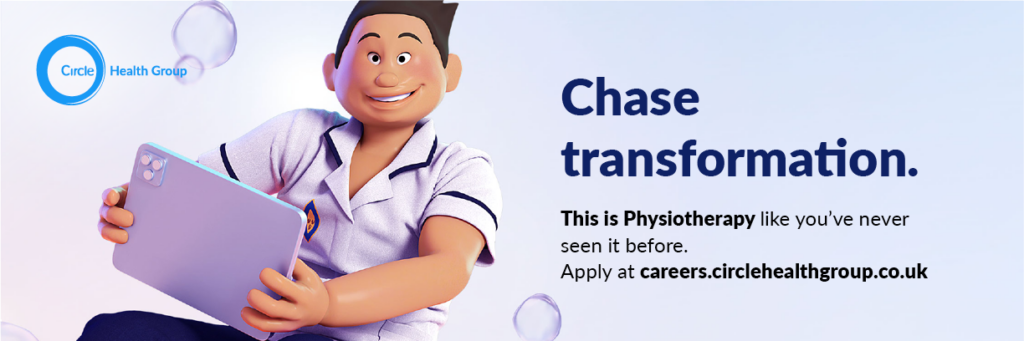 Careers site animated character with a tablet - physiotherapist