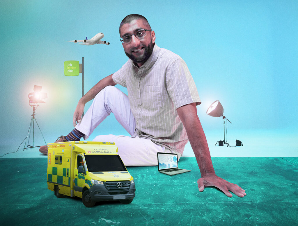 men with airplane, light, laptop