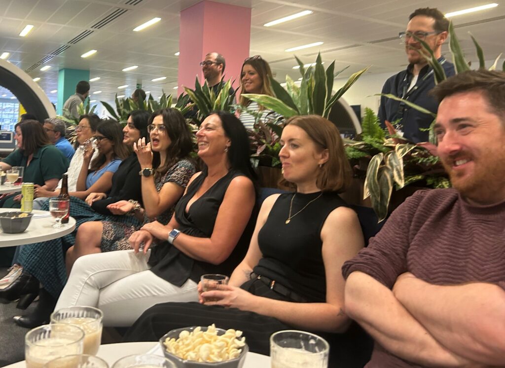 Office workers enjoying drinks on a Thursday