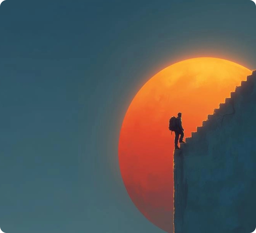 men running on stair